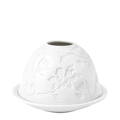 MATHILDE M. - Teelichthalter aus feinem Porzellan, dekoriert. Photophore lithophanie fleurs majestueuses