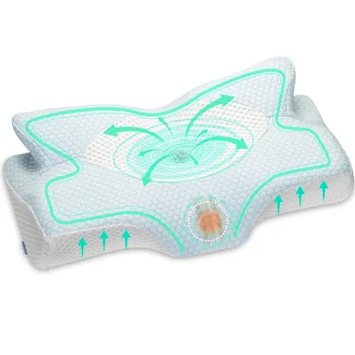 Elviros Orthopädisches Kopfkissen aus Memory Foam in blau von Elviros