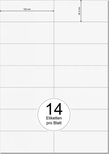 PRINTATION Papier-Etiketten (B105xH42,4mm) 25xA4 à 14 Eti. 1367631-NP