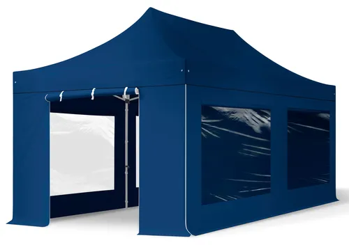 TOOLPORT Faltzelt Professional 3x6 m mit 4 Seitenteilen in blau von Toolport