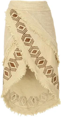 Goa Wickelrock - Tribal Lagenlook Rock in hellem beige - Röcke aus 100% Baumwolle, fair gehandelt in Indien. Der Wickelrock bietet einen einzigartigen Ethno-Stil und ist ideal für ganzjährige Outfits.