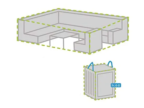Perel Schutzhüllen Set: Abdeckung 260x200cm für Garten Lounge Set + Hülle für 6-8 Kissen