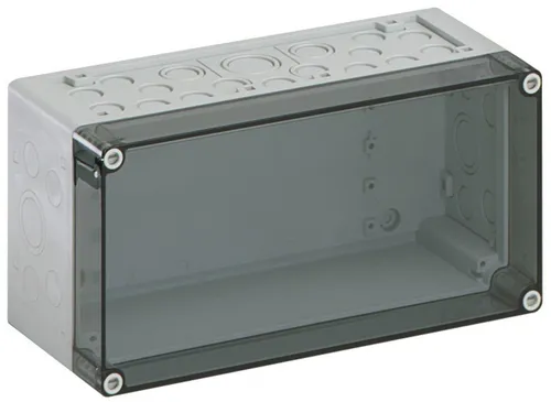 Spelsberg 74400101 Leerkasten transparent - IP65 Leergehäuse aus Polystyrol, transparent, ideal für Standardinstallationen im Innenbereich. Mit praktischem Zubehör für verschiedene Kabeldurchführungen.