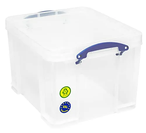 Really Useful Box Aufbewahrungsbox 35l XL clear - Aufbewahrungsboxen, transparente 35 Liter Box mit Deckel, ideal für eine übersichtliche und platzsparende Aufbewahrung.