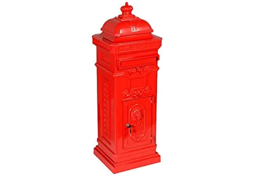 Antiker Aluminium Standbriefkasten LUNA Rot in rot von Alpuna