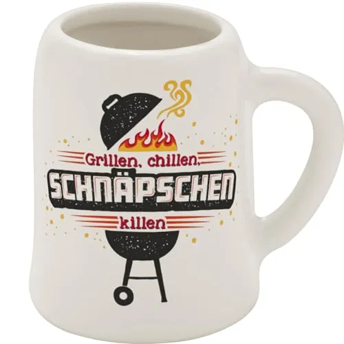 GRUSS & CO Schnapskrug mit Motiv Grill | New Bone China, 5 cl, Mini-Krug mit Spruch | Lustiges Geschenk, Party, Männergeschenk | 73845