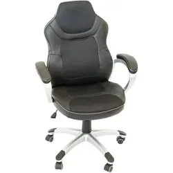 Ergonomischer Bürostuhl schwarz mit Rollen - Moderner Bürostuhl mit ergonomischer Rückenlehne und stufenlos verstellbarer Sitzhöhe, ideal für komfortables Arbeiten im Homeoffice. Pflegeleichter Kunstlederbezug mit edlen Mesh-Einsätzen.