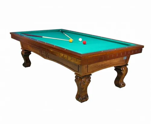 Massivholz Billardtisch 8 Fuß in Braun mit handgeschnitzten Beinen - Eleganter Billardtisch für Fun & Freizeit, 8 Fuß groß (ca. 260 x 145 x 80 cm), mit kunstvollen, handgeschnitzten Beinen für einen besonderen Blickfang.
