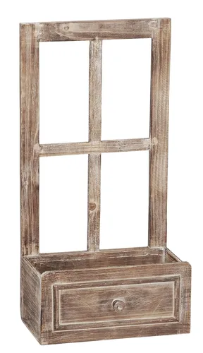 kleines Holz-Deko-Fenster Fensterrahmen mit offenem Fach in Schubkasten-Optik