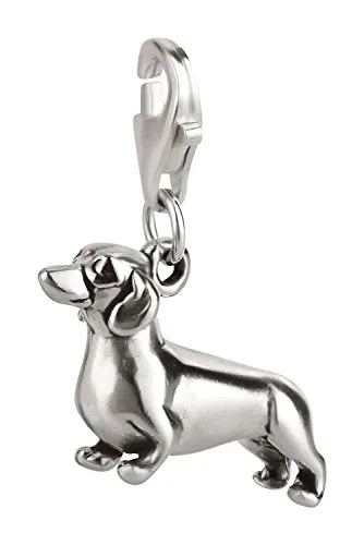 Charm Anhänger Hund Dackel 2 aus 925 Sterling Silber (21x13mm)