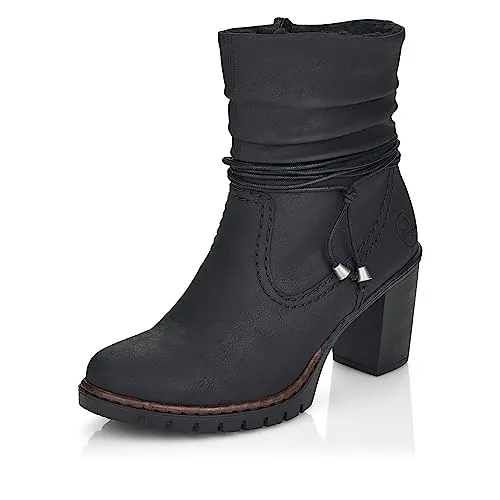 Rieker Damen Klassische Stiefeletten Y2591 - Wanderschuhe im eleganten Design, ideal für den Übergang mit bequemem Blockabsatz und praktischem Reißverschluss für einfachen Einstieg.