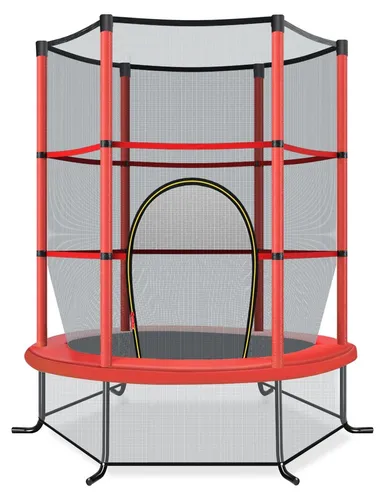 Kindertrampolin mit Sicherheitsnetz, 165 cm, 200 kg Tragkraft, Rot