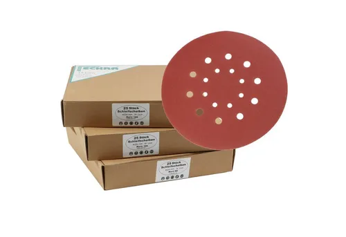 Eckra Schleifscheibe 225 mm - 75 Stück Sortiment - Vielseitiges Set von 75 Klett-Schleifscheiben (225 mm) für Wand- und Deckenschleifer. Hohe Standzeit und verschiedene Körnungen (60-180) für optimale Ergebnisse im Trockenbau.