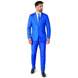Suitmeister Einfarbiger Anzug für Herren - Blau, Größe XXL - Kostüm-Outfits für Erwachsene, stylischer Slim Fit Anzug mit Knopfverschluss und verstellbarem Bund, ideal für Karneval, Halloween und Themenpartys.