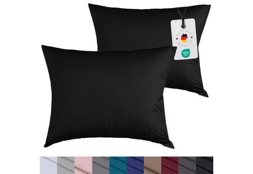 Carpe Sonno Kissenbezug 40x40 40x80 80x80 80x40 2er Set Kissenhülle Mikrofaser Kissenbezug, (2 Stück), Kopfkissenbezug 40 x 40 cm, Uni Schwarz einfarbig