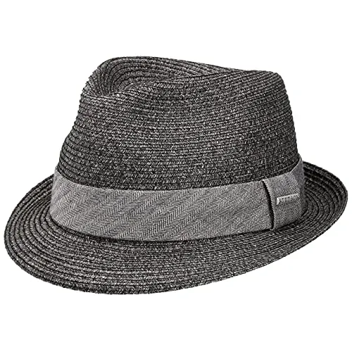 Stetson Reidton Toyo Trilby Strohhut Herrenhut Melierter Hut mit Garniturband Sonnenhut aus Toyo-Stroh Herren Frühjahr Sommer anthrazit M (56-57 cm)