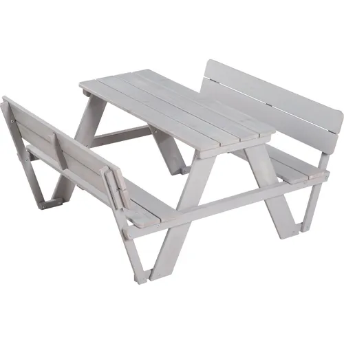 Roba Kindersitzgruppe Picknick for 4, grau - Gartenmöbel-Set für Kinder, kindgerecht designt mit abgerundeten Kanten und bis zu 50 kg belastbaren Sitzflächen – ideal für unvergessliche Picknick-Momente!