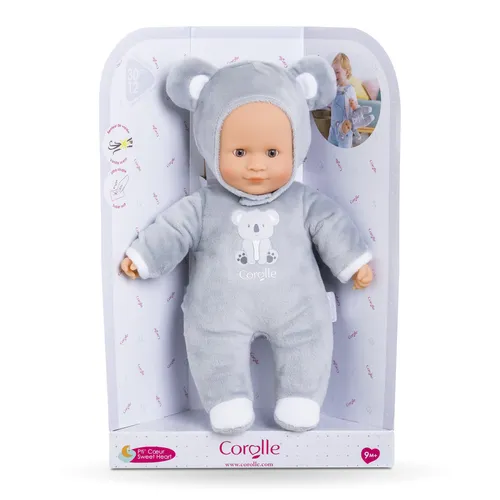 Corolle Puppe Sweetheart Koala - Weichkörperpuppe mit Vanilleduft - Puppen - 30 cm große Weichkörperpuppe mit Kapuze, leicht zum Kuscheln, ideal für Kinder ab 9 Monaten, mit Namensetikett und zartem Vanilleduft.