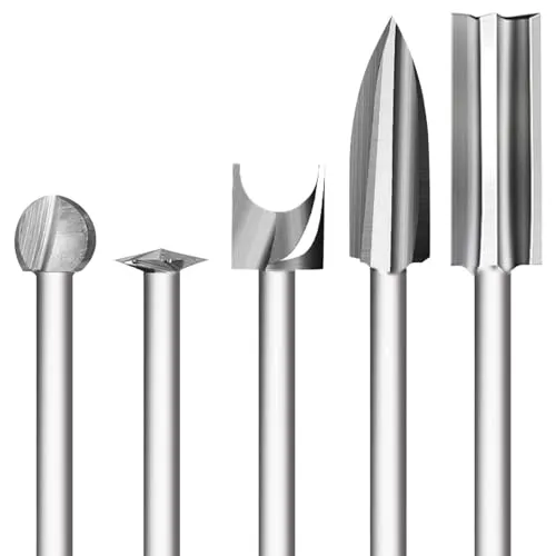 Zaxiva Holz Fräser Set Kompatibel mit Dremel Rotationswerkzeug, 5 PCS Holzschnitzwerkzeug Set, Schnitzmesser mit 1/8