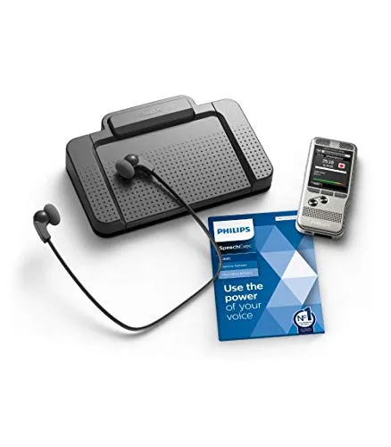 Philips Transcription-Kit PocketMemo DPM6700/03 - Multimedia Diktiergerät-Set mit Diktiergerät DPM6000, Fußschalter und Kopfhörern. Ideal für professionelle Sprachaufzeichnungen und Transkriptionen dank umfangreicher Software und einfacher Bedienung.