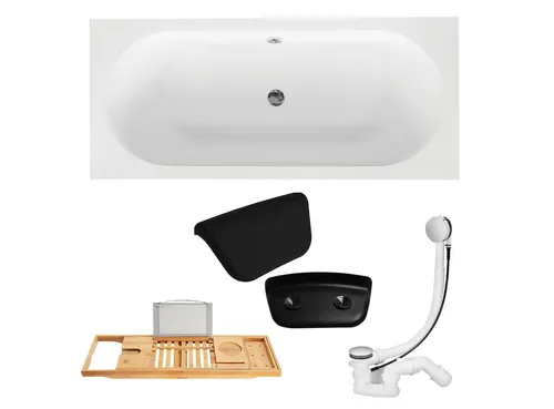 KOLMAN VITAE Badewanne 150x75 mit Bambus Ablage und Kopfstütze KODI - Erleben Sie Komfort mit der rechteckigen Acryl-Badewanne VITAE. Ihre pflegeleichte Oberfläche und die rutschfesten Eigenschaften sorgen für ein sicheres und entspanntes Badeerlebnis. Inklusive praktischer Bambus Ablage.