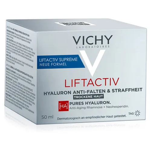 Vichy Liftactiv Hyaluron Anti-Falten Straffheit Creme 50 ml - Intensive Tagespflege gegen Falten und für strahlende Haut, ideal für trockene Haut