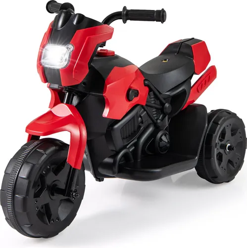 COSTWAY Elektro Motorrad für Kinder 6V – Rotes Dreirad mit LED-Scheinwerfer - Erlebe Fahrspaß mit dem 6V Elektro Motorrad! Stabiler 3-Rad-Design für sicheres Fahren, LED-Scheinwerfer für aufregende Abenteuer und Fußpedal für einfache Bedienung. Ideal für Kinder von 3 bis 6 Jahren.