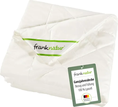 franknatur Ganzjahresdecke 135x200 - Bettdecke aus 100% Lyocell (TENCEL), klimaregulierend und atmungsaktiv für alle Jahreszeiten. Pflegeleicht und schadstoffgeprüft, ideal für ein trockenes Schlafgefühl.