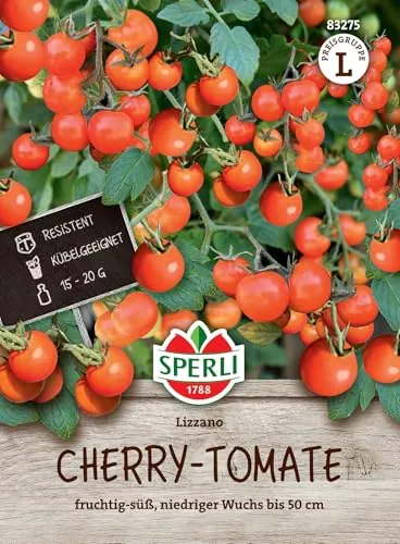 Sperli Cherry-Tomatensamen Lizzano, F1-83275 - fruchtig-süß, niedriger Wuchs bis 50 cm - Inhalt für 7 Pflanzen - Gemüsesamen, Samen Gemüse, Saatgut