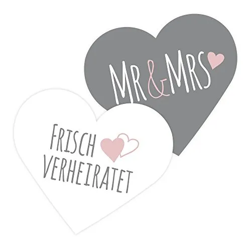 Frau WunderVoll® 100 KONFETTI Herzen MR & MRS/Tischkonfetti, Hochzeit Deko, Tischdekoration, Streudeko, Geburtstag, Shooting, Babyshower, Kindergeburtstag
