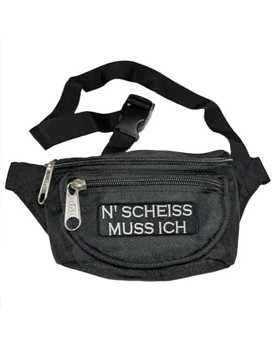 Bauchtasche N Scheiss muss ich in schwarz I Gürteltasche Hüfttasche Waist Hip Bag Black