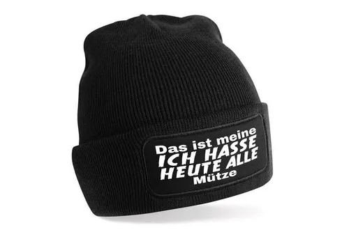 Herzbotschaft Beanie Strickmütze Beanie mit Spruch Das ist meine ICH HASSE HEUTE ALLE Mütze (Mütze mit Aufdruck, Skimütze) Unisex SoftTouch angenehm weiche und warme Wintermütze Einheitsgröße