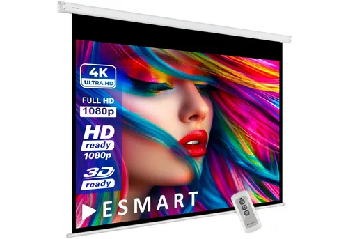 ESMART Germany Motor Leinwand Economy EXM 200 x 150 cm - Beamer-Leinwände mit 4:3 Format, ideal für Heimkino und Präsentationen, einfach wand- oder deckenmontierbar für flexiblen Einsatz.