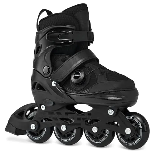 RAVEN Inline Skates Inliner für Kinder und Erwachsene OPTIONAL 2in1 mit Schlittschuhen verstellbar (Oxen PRO Black ohne Kufen, 42-45 (27,5cm-30,5cm))