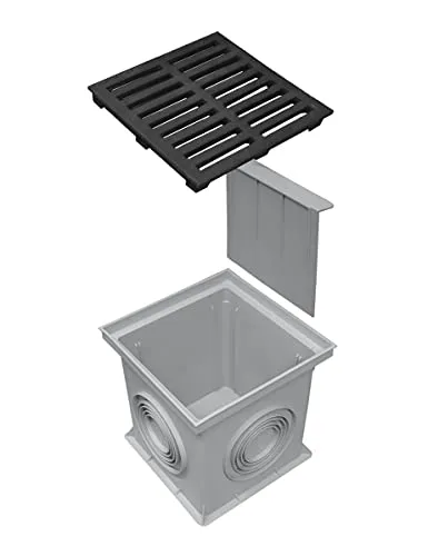 Marley Einlaufschacht 300x300mm mit Gussrost - Baudrainagen: Komplettpaket mit Geruchsverschluss, frost- und laugenbeständig, ideal für befahrbare Flächen mit Belastungsklasse B125 und flexiblen Anschlussmöglichkeiten.