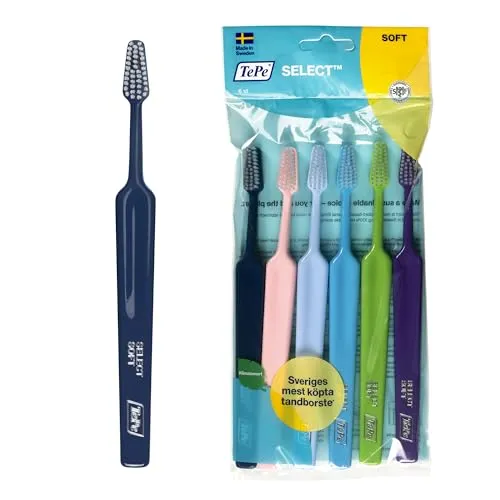 TePe Select Handzahnbürsten, weich, verschiedene Farben, 6 Stück