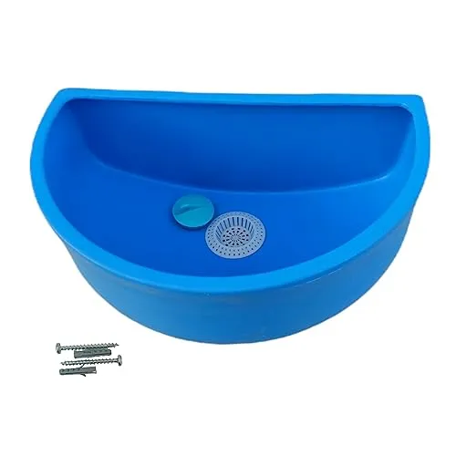 Varile Multifunktionales Kunststoff Ausgussbecken in Blau für Garten, Camping und Wohnmobile – Inklusive Haarsieb, Zubehör und robustem Design