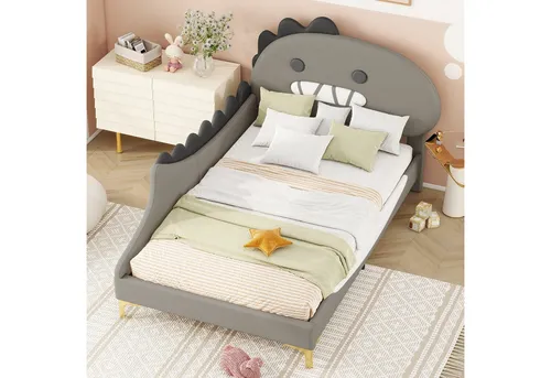 Redom Kinderbett Grau 90x200 cm – Verspielt & Komfortabel für Kinderzimmer