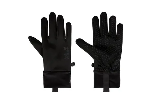 Jack Wolfskin Extensive Glove black (6000) S - Wärme und Komfort für Outdoor-Aktivitäten, atmungsaktive Fleece-Handschuhe mit Silikonprint für besseren Halt und touchscreen-kompatibel.