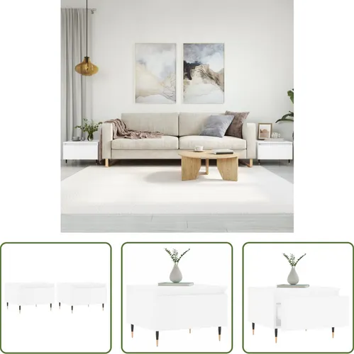 The Living Store Couchtische 2 Stk. Weiß 50x46x35 cm