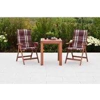 Merxx Borkum Gartenmöbelset 9tlg. - Elegantes Eukalyptus-Design mit Klappsesseln - Gartenmöbel-Set für Terrasse und Balkon, inklusive 2 Klappsessel mit verstellbarer Rückenlehne und ausziehbarem Tisch für flexibles Entspannen.