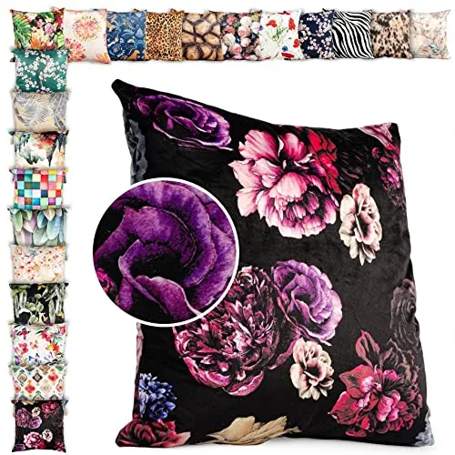 ANRO Kissenbezug Kissenhülle Kissen Deko-Kissen Sofa Kissen Couch Kissen Pionies in Black 50x50cm ohne Füllung