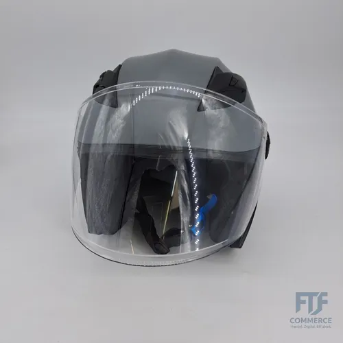 Westt Jethelm mit Visier und Sonnenblende Motorradhelm Herren Damen... W-001G-XL
