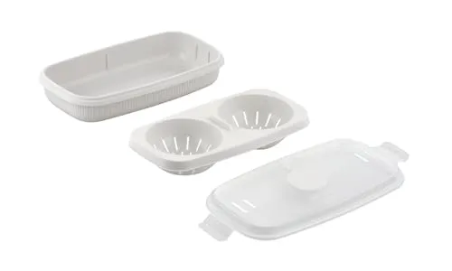 CARE+PROTECT Omlettmaker & Eierkocher Mikrowelle I Eier-Pochierer mit Mulden für verschiedene Eierspeisen I BPA-Frei & 100% recyclebar I Kochen, Servieren & Aufbewahren I 24 x 12,5 x 6 cm