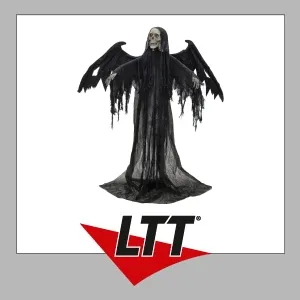 EUROPALMS Halloween Schwarzer Engel, 175x100x66cm - Figur für Halloween, beeindruckende Größe und perfekte Dekoration für gruselige Anlässe.