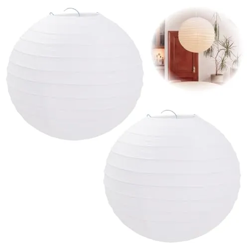 Stück Papierlampenschirm Rund, Lampions Weiß für Kreative DIY-Projekte und Hochzeitsdekoration, 20 cm,8