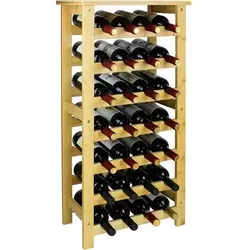 Weinregal Bambus für 28 Flaschen – 7 Etagen freistehend - Stilvolles Weinregal aus Bambus für 28 Flaschen, ideal zur ansprechenden Präsentation und optimalen Lagerung Ihrer Weine.