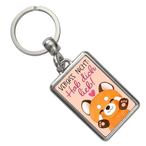 speecheese Roter Panda Schlüsselanhänger mit Spruch Vergiss nicht Hab dich lieb Kawaii Katze Glücksbringer Liebe Freundschaft Valentinstagsgeschenk Freundin