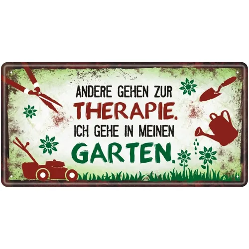 Blechschild Metallschild Schild Garten Therapie Spruch lustig Deko Vintage Retro