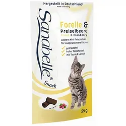 Sanabelle Snack mit Forelle Preiselbeere 55g - Getreidefreier Snack für Katzen, 92,5% Fleischanteil und hohe Akzeptanz